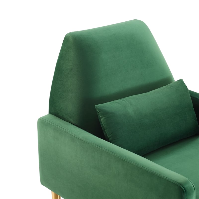 Modway Liliana Modern Performance Velvet Armchair in Emerald Green/Gold