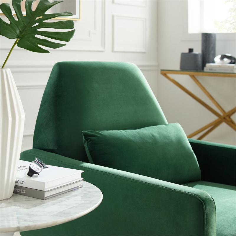 Modway Liliana Modern Performance Velvet Armchair in Emerald Green/Gold