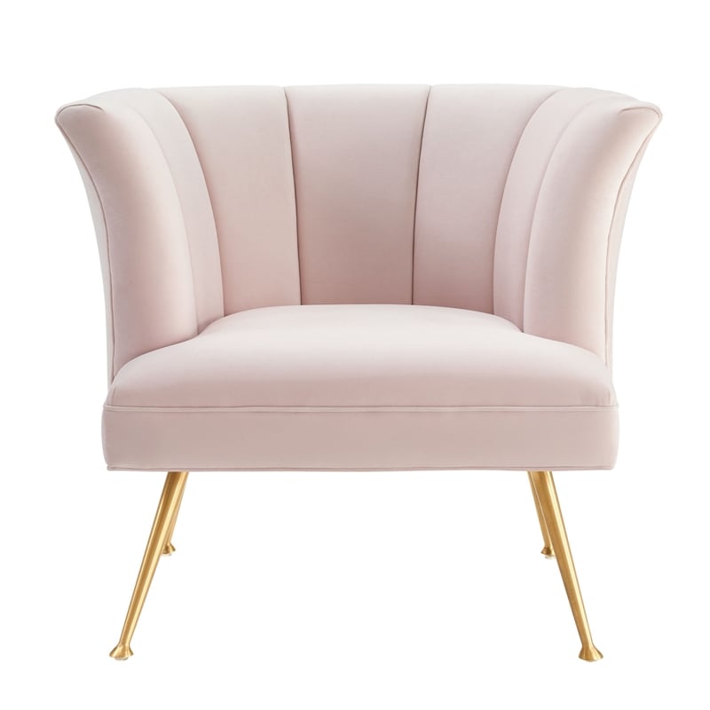 Modway Veronica Modern Channel Tufted Performance Velvet Armchair in Pink