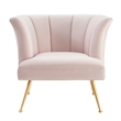 Modway Veronica Modern Channel Tufted Performance Velvet Armchair in Pink