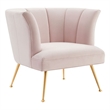 Modway Veronica Modern Channel Tufted Performance Velvet Armchair in Pink