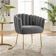 Modway Sanna Modern Channel Tufted Performance Velvet Armchair in Gray/Gold