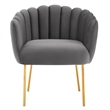 Modway Sanna Modern Channel Tufted Performance Velvet Armchair in Gray/Gold