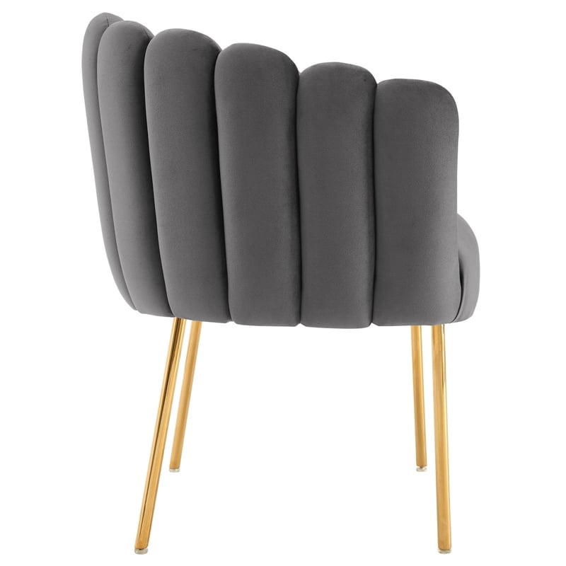 Modway Sanna Modern Channel Tufted Performance Velvet Armchair in Gray/Gold