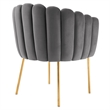 Modway Sanna Modern Channel Tufted Performance Velvet Armchair in Gray/Gold