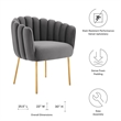 Modway Sanna Modern Channel Tufted Performance Velvet Armchair in Gray/Gold