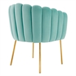Modway Sanna Modern Channel Tufted Performance Velvet Armchair in Mint Blue/Gold