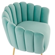 Modway Sanna Modern Channel Tufted Performance Velvet Armchair in Mint Blue/Gold