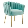 Modway Sanna Modern Channel Tufted Performance Velvet Armchair in Mint Blue/Gold