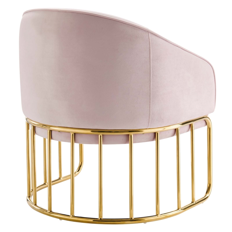 Modway Legacy Modern Performance Velvet Armchair in Pink/Gold