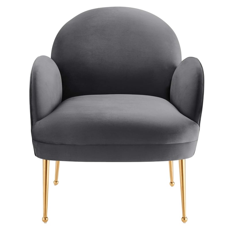 Modway Transcend Modern Performance Velvet Armchair in Gray/Gold