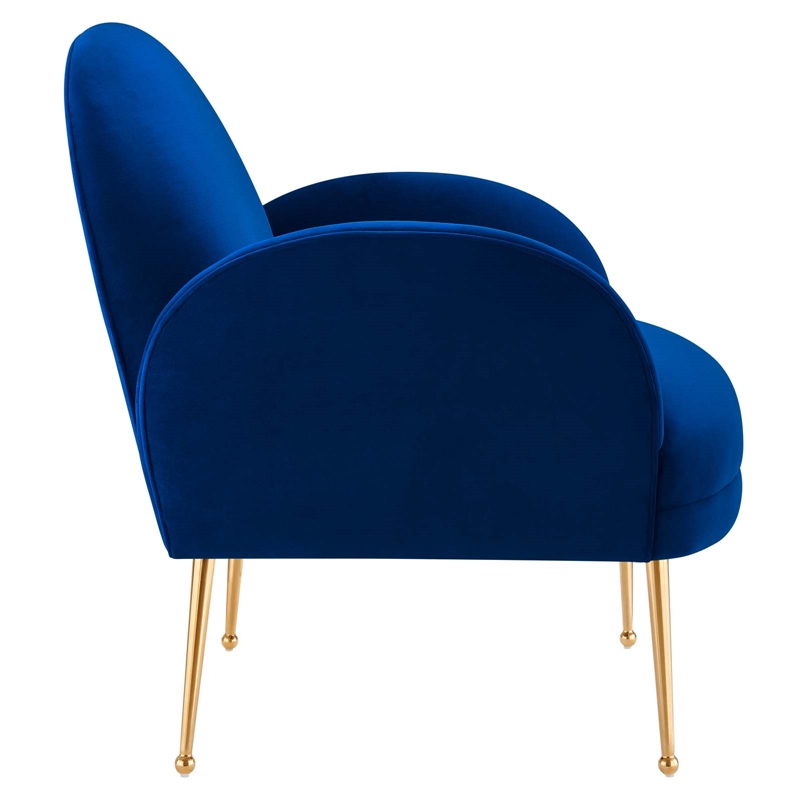 Modway Transcend Modern Performance Velvet Armchair in Navy Blue