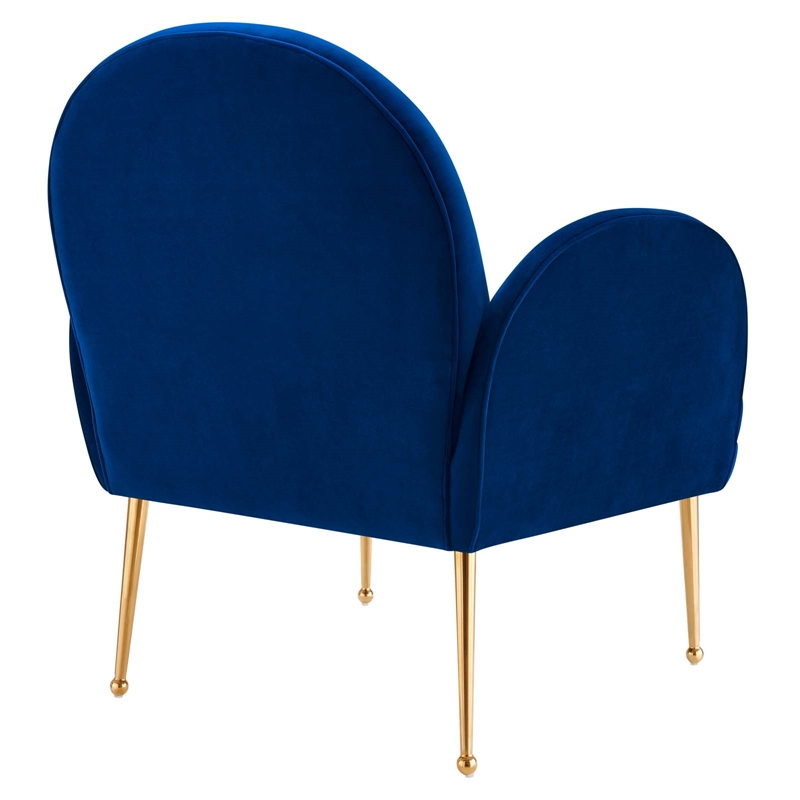 Modway Transcend Modern Performance Velvet Armchair in Navy Blue