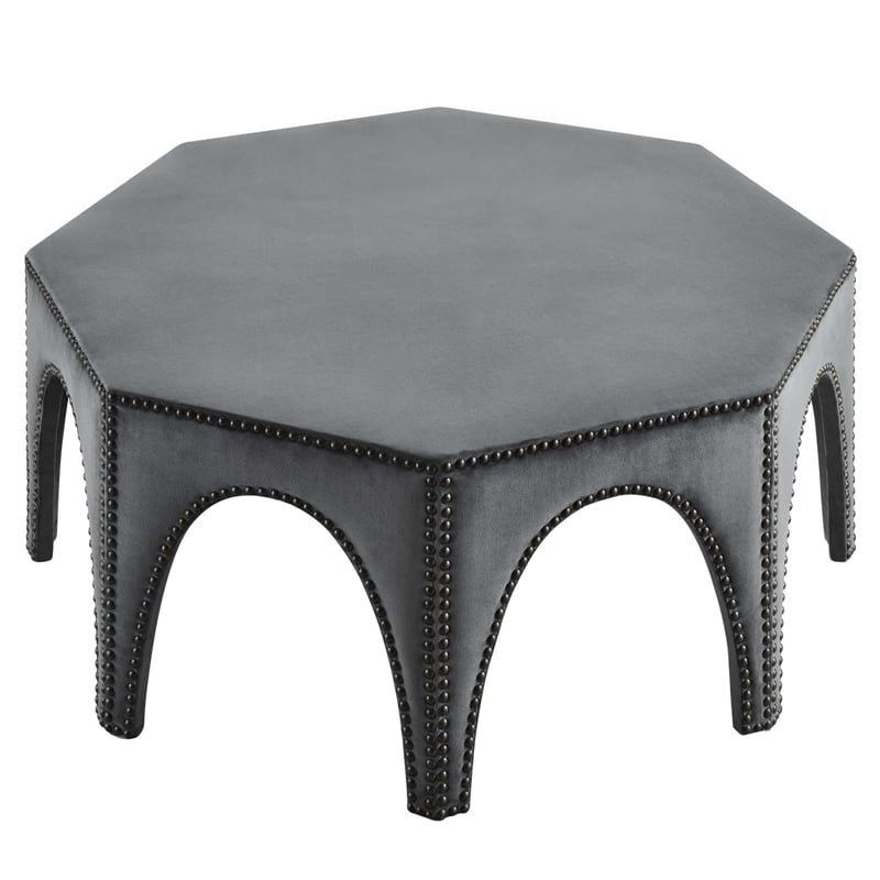 Modway Victory Modern Performance Velvet Ottoman in Gray/Black