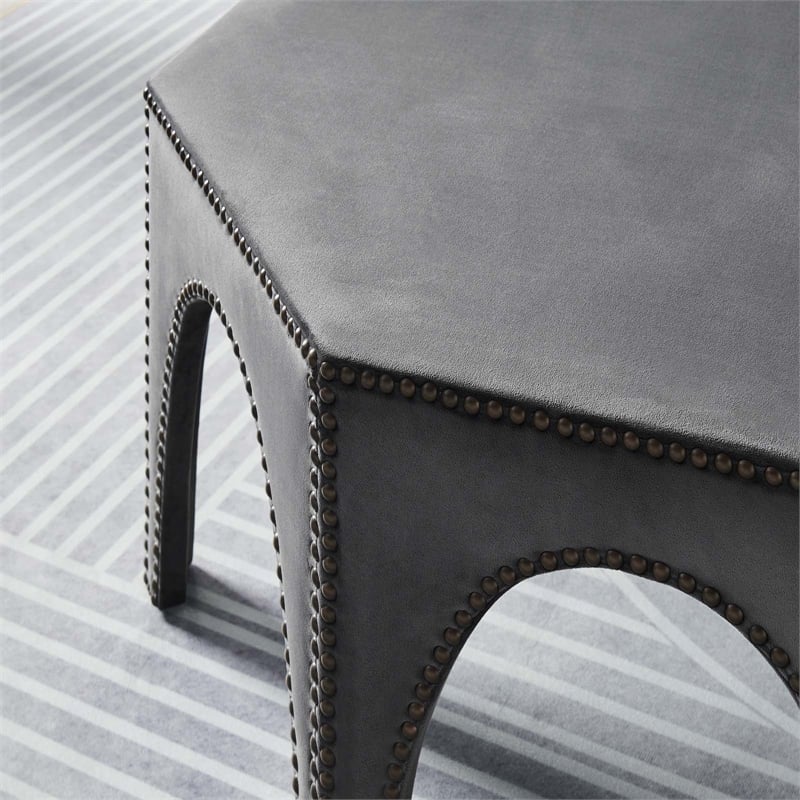 Modway Victory Modern Performance Velvet Ottoman in Gray/Black