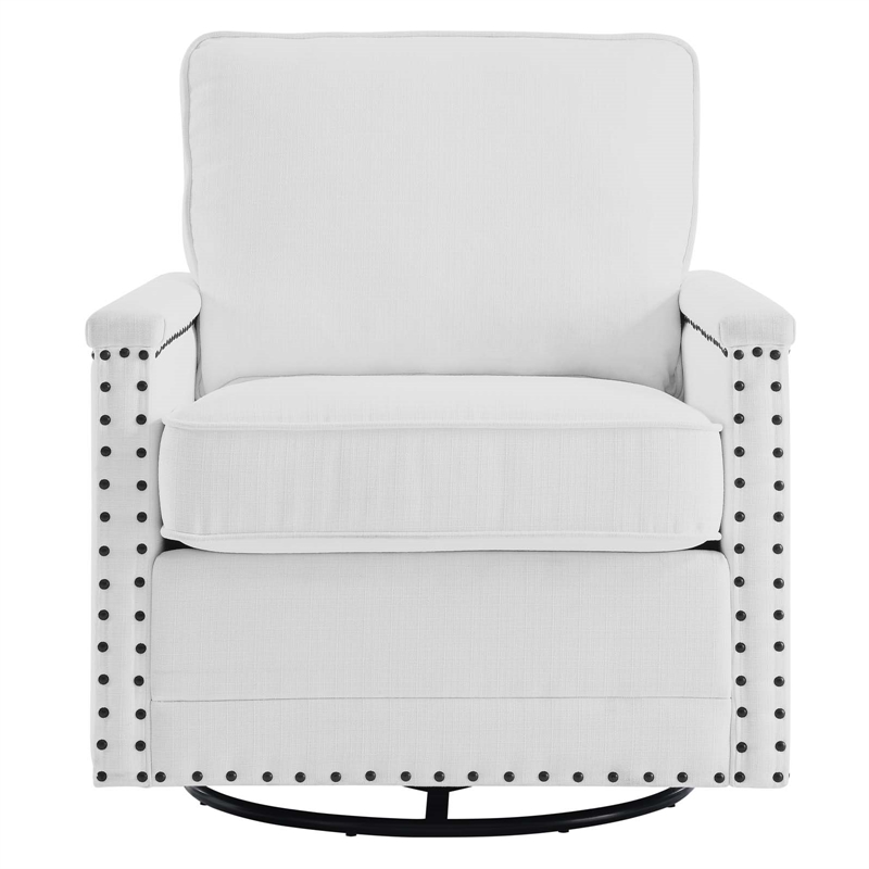 Modway Ashton Upholstered Modern Fabric Swivel Chair in White