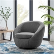 Modway Buttercup Upholstered Fabric Swivel Chair in Black/Charcoal