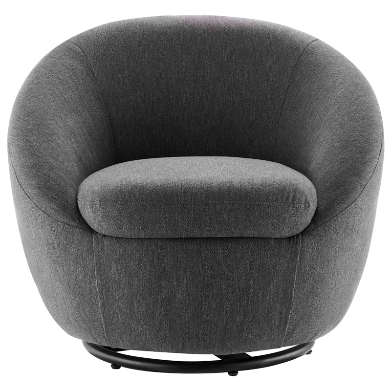 Modway Buttercup Upholstered Fabric Swivel Chair in Black/Charcoal