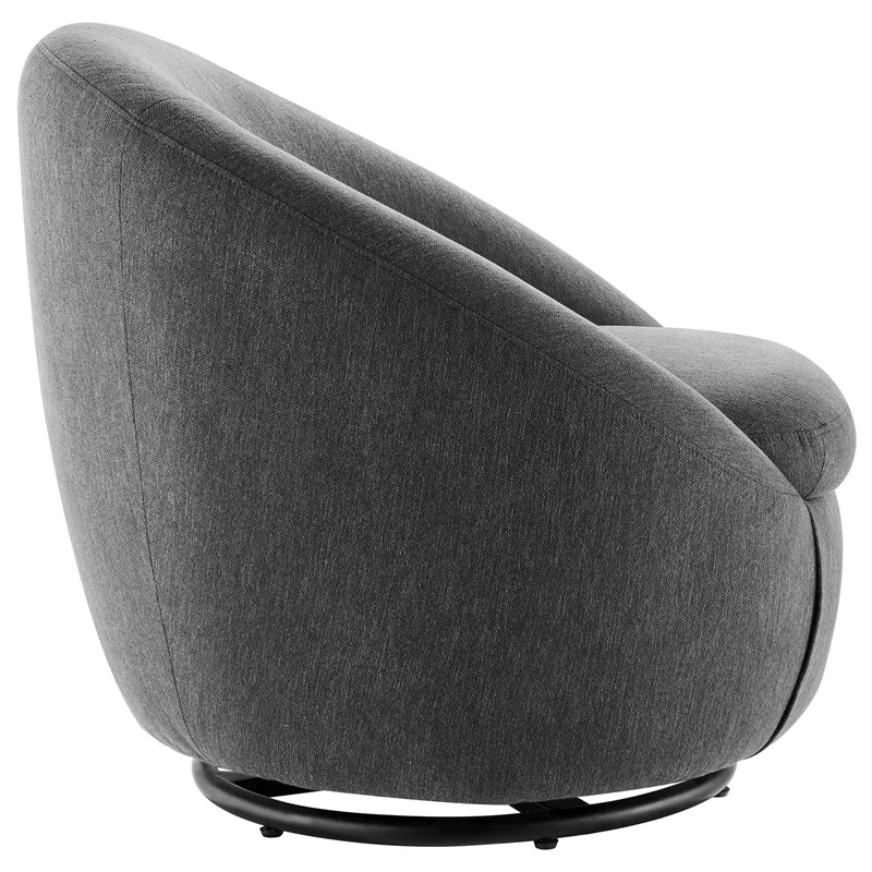 Modway Buttercup Upholstered Fabric Swivel Chair in Black/Charcoal