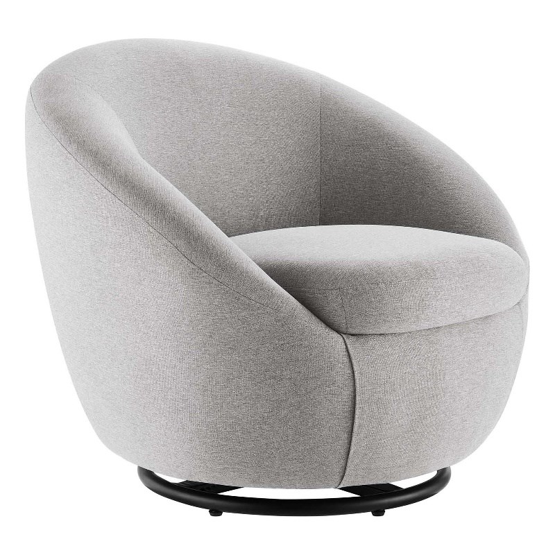 Modway Buttercup Upholstered Fabric Swivel Chair in Black/Light Gray