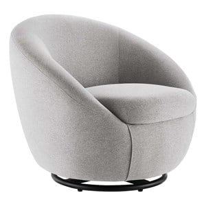 Modway Buttercup Upholstered Fabric Swivel Chair in Black/Light Gray
