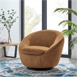 Modway Buttercup Performance Velvet Swivel Chair in Black/Cognac Brown