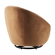 Modway Buttercup Performance Velvet Swivel Chair in Black/Cognac Brown