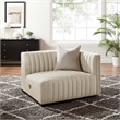 Modway Conjure Modern Channel Tufted Fabric Right-Arm Chair in Beige