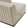 Modway Conjure Modern Channel Tufted Fabric Right-Arm Chair in Beige