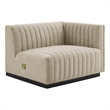 Modway Conjure Modern Channel Tufted Fabric Right-Arm Chair in Beige