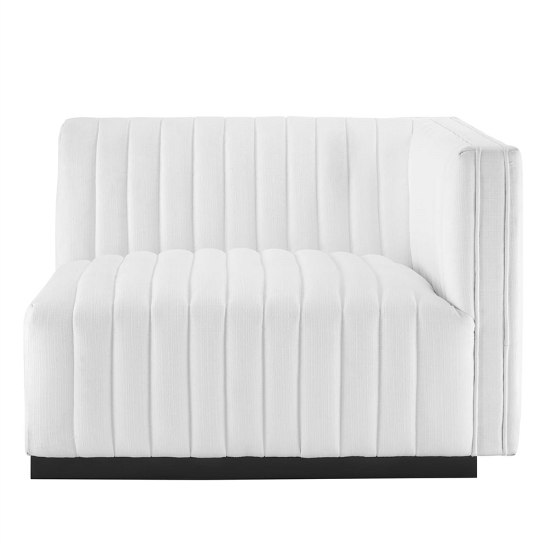 Modway Conjure Modern Channel Tufted Fabric Right-Arm Chair in White