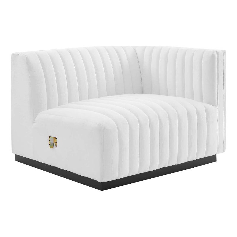 Modway Conjure Modern Channel Tufted Fabric Right-Arm Chair in White