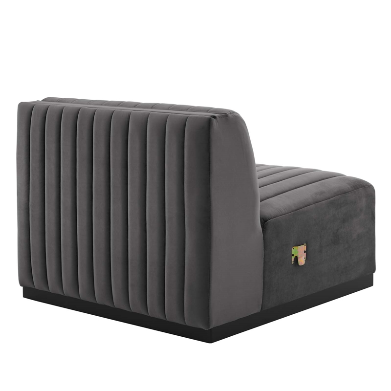 Modway Conjure Modern Channel Tufted Velvet Armless Chair in Gray