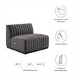 Modway Conjure Modern Channel Tufted Velvet Armless Chair in Gray