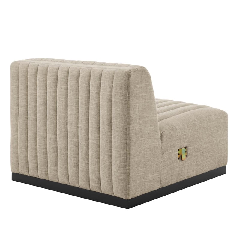 Modway Conjure Modern Channel Tufted Fabric Armless Chair in Beige/Black
