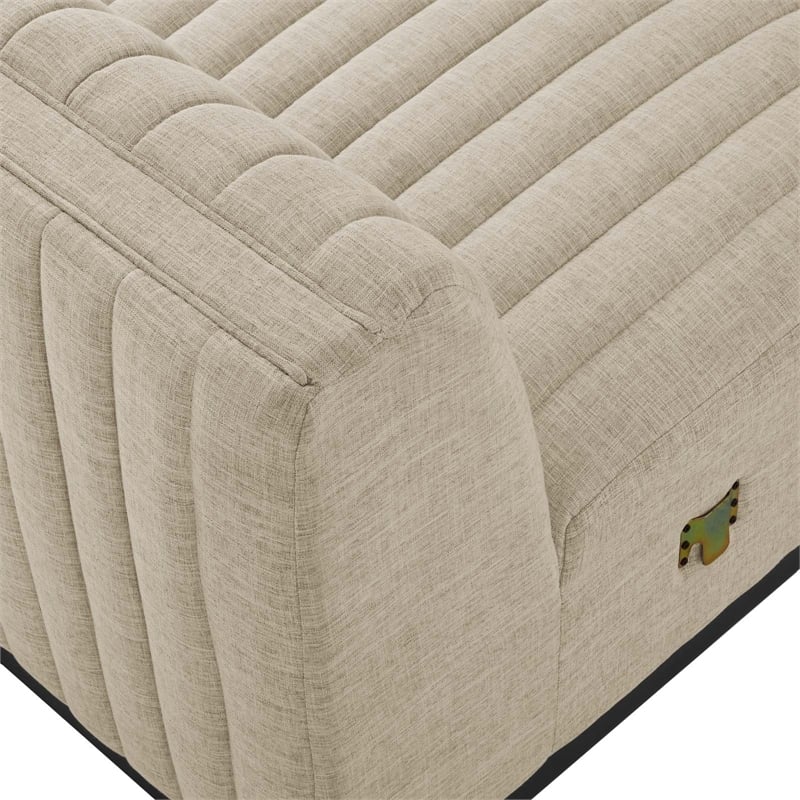 Modway Conjure Modern Channel Tufted Fabric Armless Chair in Beige/Black