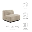 Modway Conjure Modern Channel Tufted Fabric Armless Chair in Beige/Black