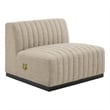 Modway Conjure Modern Channel Tufted Fabric Armless Chair in Beige/Black