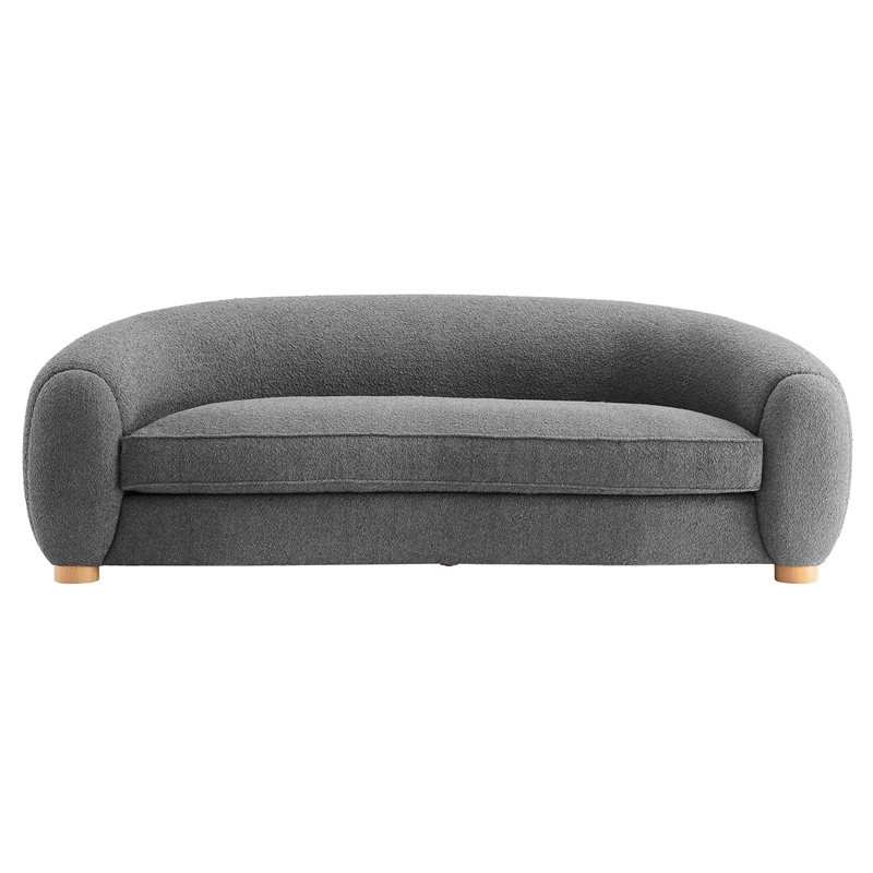 Modway Abundant Beech Wood and Boucle Upholstered Fabric Sofa in Charcoal