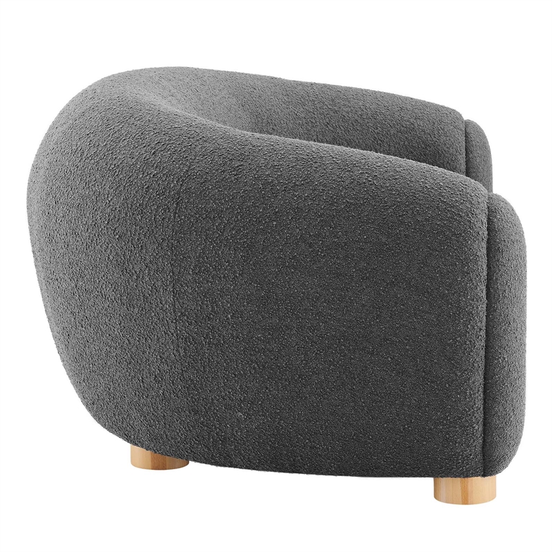 Modway Abundant Beech Wood and Boucle Upholstered Fabric Sofa in Charcoal