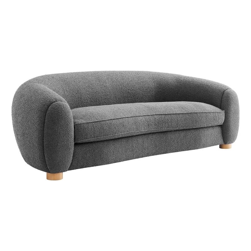 Modway Abundant Beech Wood and Boucle Upholstered Fabric Sofa in Charcoal