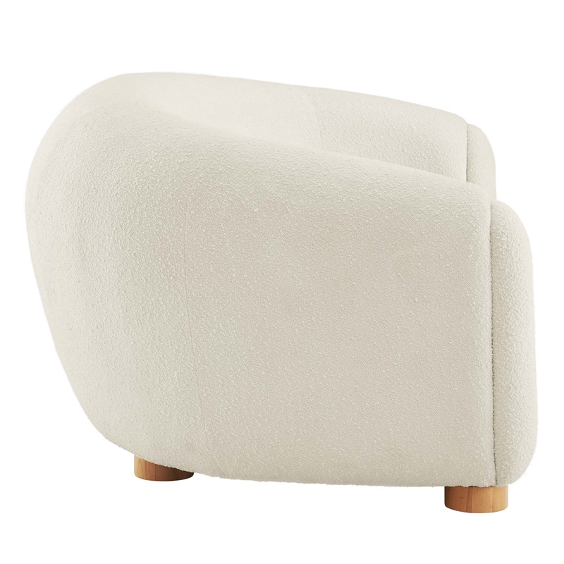 Modway Abundant Beech Wood and Boucle Upholstered Fabric Sofa in Ivory