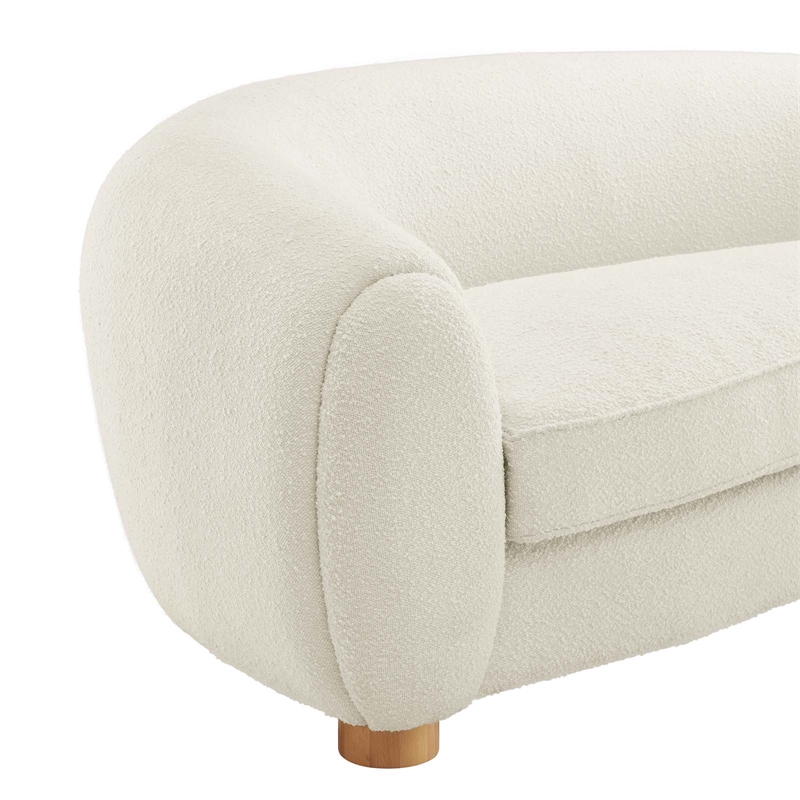 Modway Abundant Beech Wood and Boucle Upholstered Fabric Sofa in Ivory