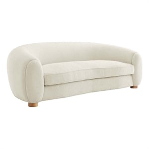 Modway Abundant Beech Wood and Boucle Upholstered Fabric Sofa in Ivory