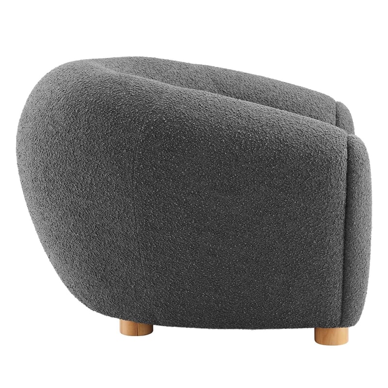Modway Abundant Beech Wood and Boucle Upholstered Fabric Armchair in Charcoal