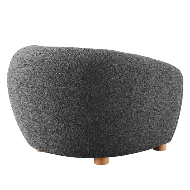 Modway Abundant Beech Wood and Boucle Upholstered Fabric Armchair in Charcoal