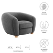 Modway Abundant Beech Wood and Boucle Upholstered Fabric Armchair in Charcoal