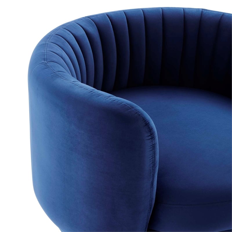 Modway Embrace Tufted Performance Velvet Swivel Chair in Gold/Navy