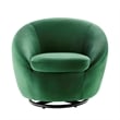 Modway Buttercup Performance Velvet Swivel Chair in Black/Emerald Green