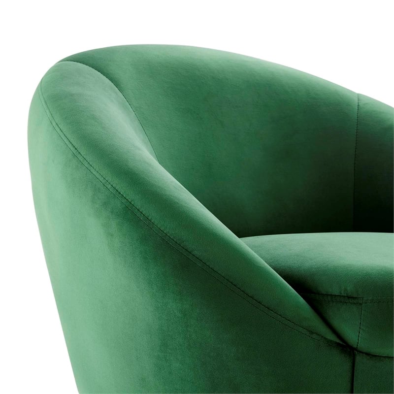 Modway Buttercup Performance Velvet Swivel Chair in Black/Emerald Green